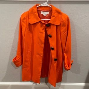 Orange Zara pea coat with oversized buttons